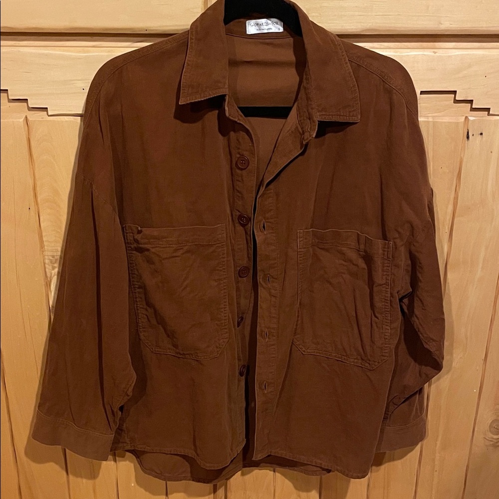 SHOP NEIGHBOR Brown Coduroy Women's Shirt Size S Oversized.